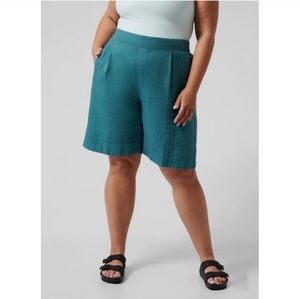 Athleta Playa Linen Bermuda Short in Borealis Green Teal Color Size 16